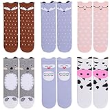Gellwhu Baby Girls Boys Knee High Stockings Cartoon Animal Socks 6 Packs Set