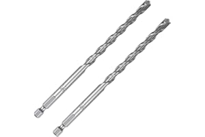 5/16 Inch Masonry Drill Bits (2 Pack - 6" Length Industrial Grade) Carbide Tipped Easily Cuts Through Concrete, Cement, Block