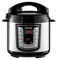Gourmia GPC400 Smart Pot Electric Digital Multifunction Pressure Cooker with 13 Programmable Cooking Modes, 4 quart Stainless Steel with Steam Rack, 800W, Silver Free Recipe Book Included