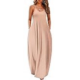 Wolddress Womens Maxi Dress with Pockets 2026 Casual Strap Plus Size Loose Plain Long Office Summer Beach Travel Dresses S-5X