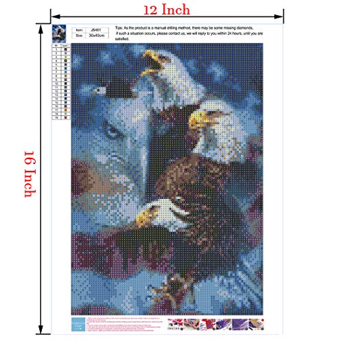 UTHINK 5D Diamond Painting Full Drill, USA Eagle Pattern DIY Diamond Painting by Number Kits, Rhinestone Crystal Drawing Gift for Adults Kids, 16"X12" Art Painting for Home/Room/Office Decoration