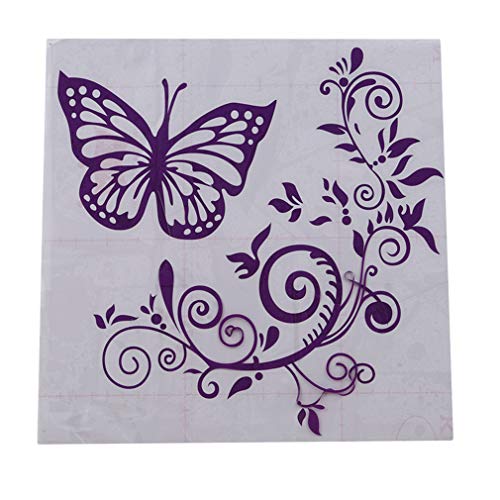 Dolland Butterfly Flower Vine Vinyl Decal Sticker for Vehicle Car Truck Window Bumper Wall Decor,Purple