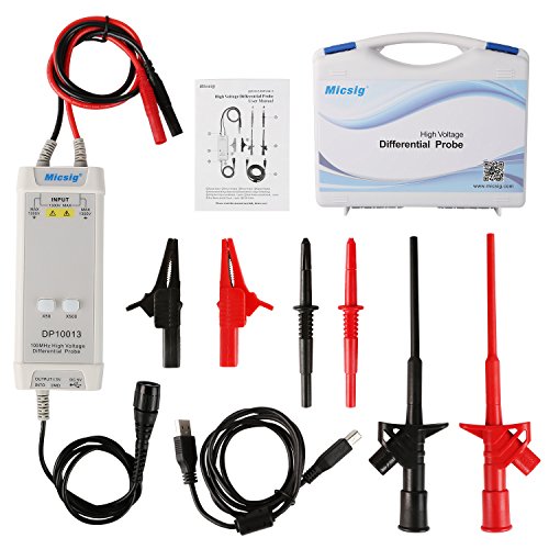Micsig DP10013 High Voltage Differential Probe 1300V 100MHz 3.5ns Rise Time 50X/500X Attenuation, Tektronix P5200A P5205A P5210A