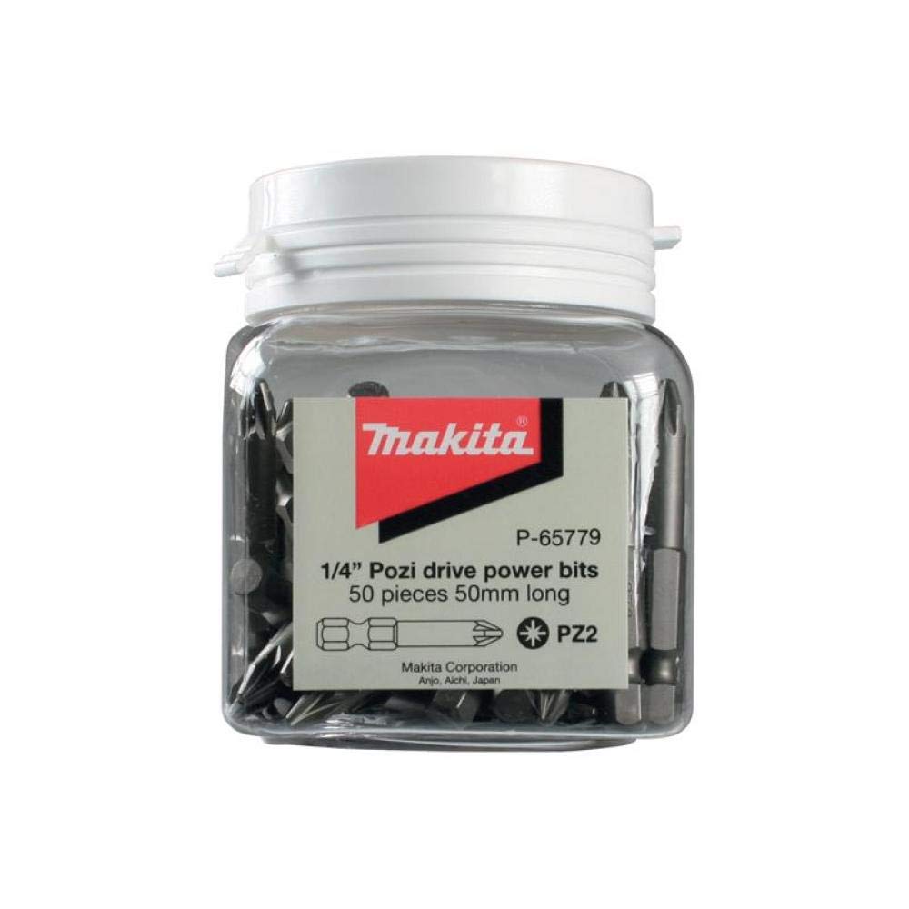 Makita P-65779 50 mm Pz2 Bits In Candy Tub - Multi-Colour