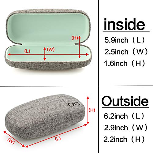 Vemiss Hard Shell Eyeglasses Case Linen Fabrics Large Sunglasses Case Concise (Large, Gray+Pu Black) - Thumbnail 3