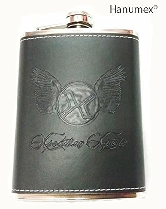 Hanumex Liquor Holder Imported Hip Stitched Leather and Stainless Steel Hip Flask (230 ML,Black)