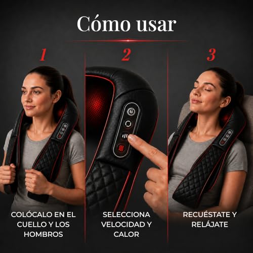 Essy Cervical and Back Massager Neck and Shoulder Massager Cervical and Back Massage Shiatsu Neck Back Massage (EU plug) | Massage Gift For Women And Men To Relax Muscles