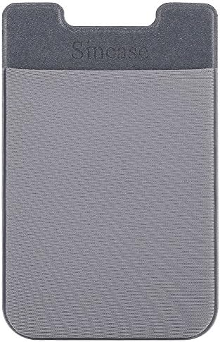 Sincase Ultra Thin Stretchy Lycra Stick on Card Holder Self Adhesive ID Card Wallet Phone Pocket Sticker for Back of iPhone, Samsung, Most Smartphones & Cases, Gray