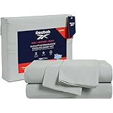Reebok King Sheet Set from Tencel Eucalyptus - Soft, Cooling & Breathable for Hot Sleepers, Deep Pocket Up to 17 Inches, 4Pc Hotel Luxury Bedding Set, Bedsheet & Pillowcases (Lunar Rock, King)