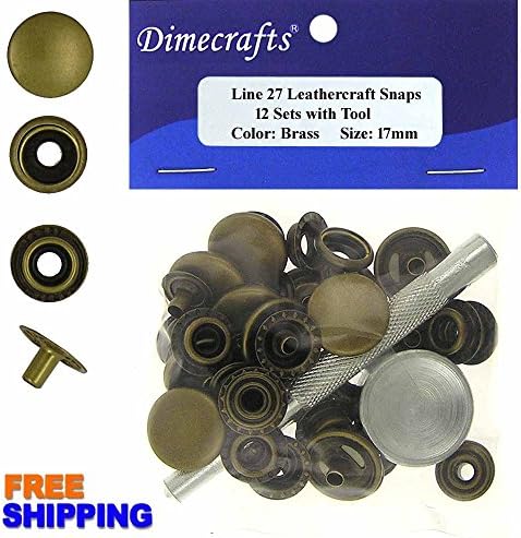 17 mm Heavy Duty Snap Fasteners Solid Brass CT. 12 Snaps + Setter Tools