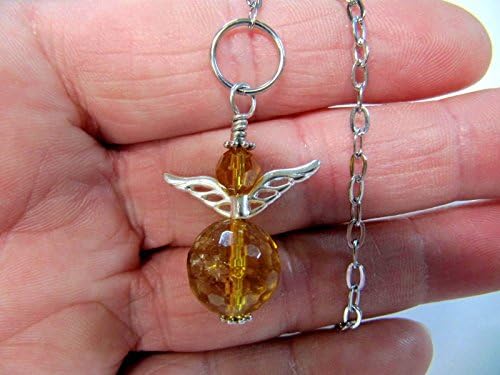 Gemstone Angel Charm, Citrine, Christmas Gift, Hostess Gift, Party Gift, Church Gift, Mirror Charm, For That Special Someone In Your Life