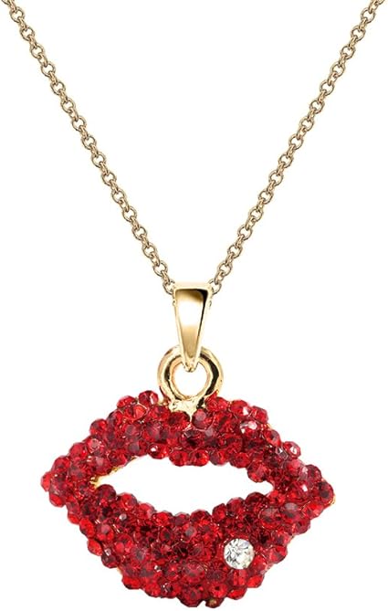 Amazon Com Nc051 Cute Red Crystal Sexy Kiss Lip Charm Pendant Necklace Arts Crafts Sewing