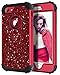 Hekodonk for iPhone 8/7 Case,3 Layer Luxury Bling Sparkle Shiny Heavy Duty Shockproof Fullbody Protective Impact Hybrid Cover for Apple iPhone 8/ iPhone 7 Bling Red