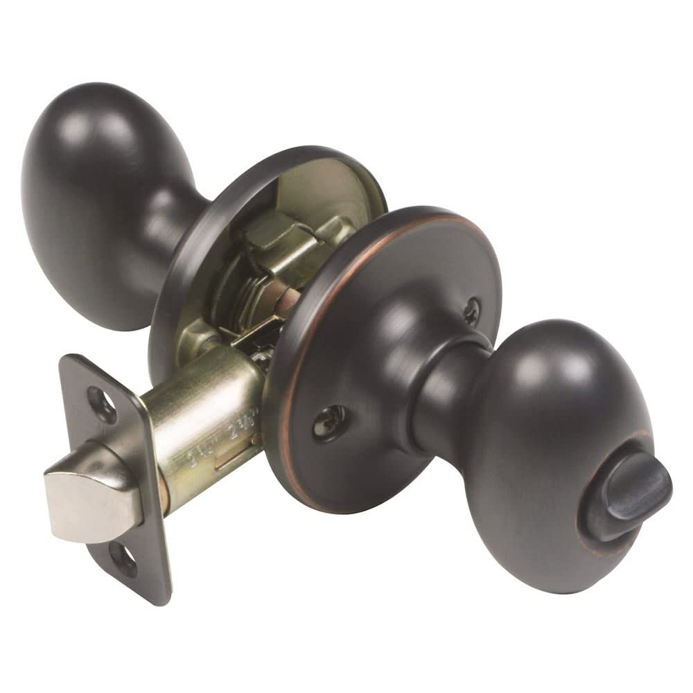 Photo 1 of (no keys) Design House Door Knob, Privacy Lock for Safety, Oval Handle Shape, Fits Standard Doors, for Bedrooms/Bathrooms, Easy Installation, Oil Rubbed Bronze, 2.625 in. Diameter x 2.75 in. L, 750588