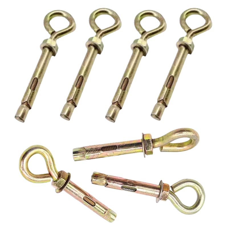 M8 Expansion Anchor Bolts In 4pcs,60MM Eye Shield Bolts Expansion Screw Bolts for Concrete Wall Fixings,Heavy Duty Sleeve Anchors Ring Lifting Eyebolts with Closed Hooks