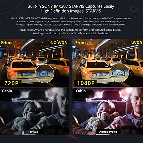 Dash Cam 3.0" OLED Touch Screen Dual 1080P FHD Front and Inside Dash Camera for Cars-WiFi GPS Car Driving Recorder with Sony Night Vision Sensor 170° Wide Angle WDR G-Sensor Anoopsyche - Thumbnail 4