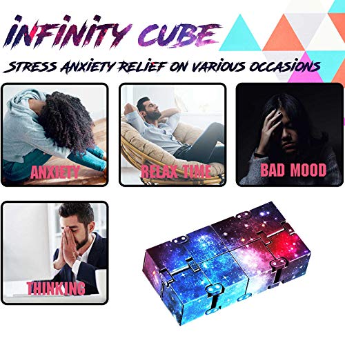 Infinity Cube Fidget Toy, Finger Fidget Toys for Kids and Adults, Fidget Blocks for Stress Relieving, Killing Time Fidget Cube for OCD/ADD/ADHD (Galaxy Space) Eoqiza