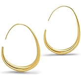 Altitude Boutique Small 18K Gold Teardrop Wire Hoops | Thin Oval Earrings with backs | Lightweight, Hypoallergenic Wire Earrings For Women