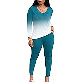 PINSV Women's Tracksuits 2 Piece Outfits Sweatsuits Long Sleeve Top Jogger Legging Pants Sets