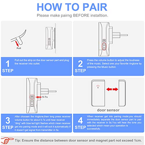 Door Open Alert BITIWEND Wireless Door Sensor Chime for Office/Home