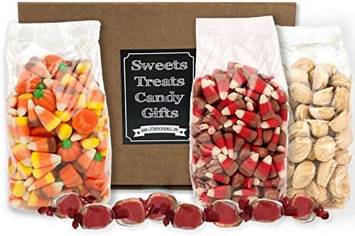 Fall Candy Gift Box Candy Apple Candy Corn Mellowcreme Candy Pumpkins Autumn Mix, Maple Goodies Candies and Bonus Taffy
