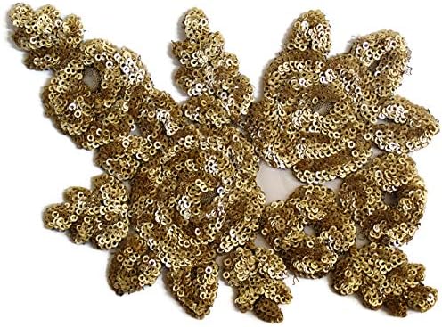 Idukaancrafts Gold Sequin Rose Patch 01 piece 07" Wide