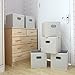 MAX Houser 6 Pack Foldable Fabric Storage Bins with Handles - Ideal for Closet Organization, Bedroom and Nursery（ Beige, 12