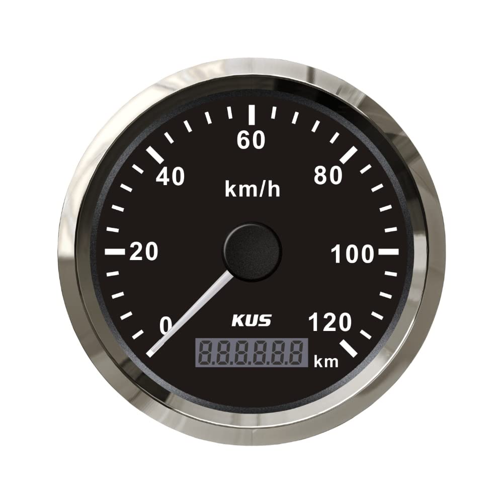 KUS Waterproof GPS Speedometer Speedometer 120 km/h with Backlight for Car 85 mm (Black)