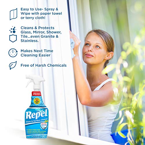 REPEL Glass & Surface Cleaner 25 fl. oz. Cleans & Repels water spots