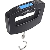 Briskyloom LCD Display Portable Bag Scales Hanging Hook Scale for Fishing Travel 110lb/50kg