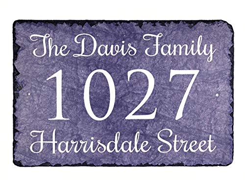 Sassy Squirrel Beautifully Handcrafted and Customizable Slate Home Address Plaque (12" x 8 or 16"x10") Personalized House Sign with and mounting Hardware. Improve The Curb Appeal of Your Property