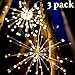 6 Silaba 3 Pack LED Decorative Starburst Fairy Hanging Copper Wire String Lights(Waterproof) with 8 Mode Dimmable Battery Operated Remote Control(Warm White).