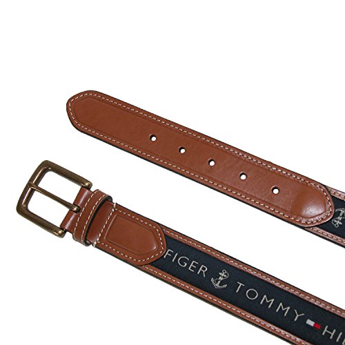 Tommy Hilfiger Men's Ribbon Inlay Belt (standard & Big and Tall Sizes) Accessory, -black/natural, 36