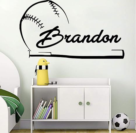 Amazon Co Jp Sunkuxc キッズウォールステッカールームウォールアートインテリア ファッション壁画野球スポーツ壁飾りビニールステッカーカスタム男の子の名前壁紙38cm X 76 Cm Home Kitchen