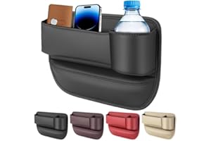 PETUPS Car Leather Cup Holder Gap Bag, Seat Gap Storage Box, Adjustable Car Seat Storage Box, Car Seat Gap Organizer, Adjustable Car Seat Gap Filler, Car Gap Bag (Passenger Side Black)