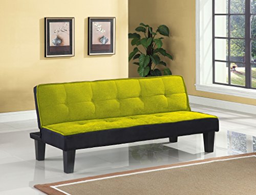 Major-Q 9057039 66" L Transitional Style Cute Modern Sturdy Flannel Fabric Adjustable Sofa Bed in Green
