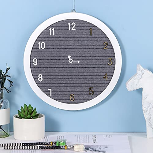 G GAMIT Round Felt Letter Board Message Sign - 10x10 inches Message Board with 465 Changeable White&Golden Letters,Numbers,Cursive Words and Stand for Party,Baby Announcement,Wedding,Pregnancy,Wall&Tabletop Decor (Gray)