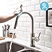 Touch On Kitchen Faucets with Pull Down Sprayer, Kitchen Sink Faucet with Pull Out Sprayer, Fingerprint Resistant, Single Hole Deck Mount, Single Handle Copper Kitchen Faucet, Brushed Nickel, FORIOUS