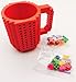 Build-on Brick coffee Mug (Red) - Coffee mug +2 box bricks, BPA-free Coffee Mug Lego Style Puzzle Mugs, Building Blocks Water Bottle Tea Cup, Plastic Mug for Coffee Tea Beverage Drinking