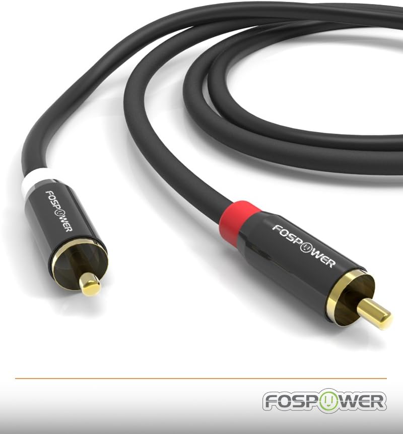 FosPower (3 Feet) 2 RCA M/M Stereo Audio Cable [24K Gold Plated | Copper Core] 2RCA Male to 2RCA Male [Left/Right] Premium Sound Quality Plug: Computers & Accessories