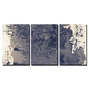 3 Piece Canvas Wall Art - Abstract Grunge Background, Ink Texture. - Modern Home Art Stretched and Framed Ready to Hang - 16"x 24"x3 Panels