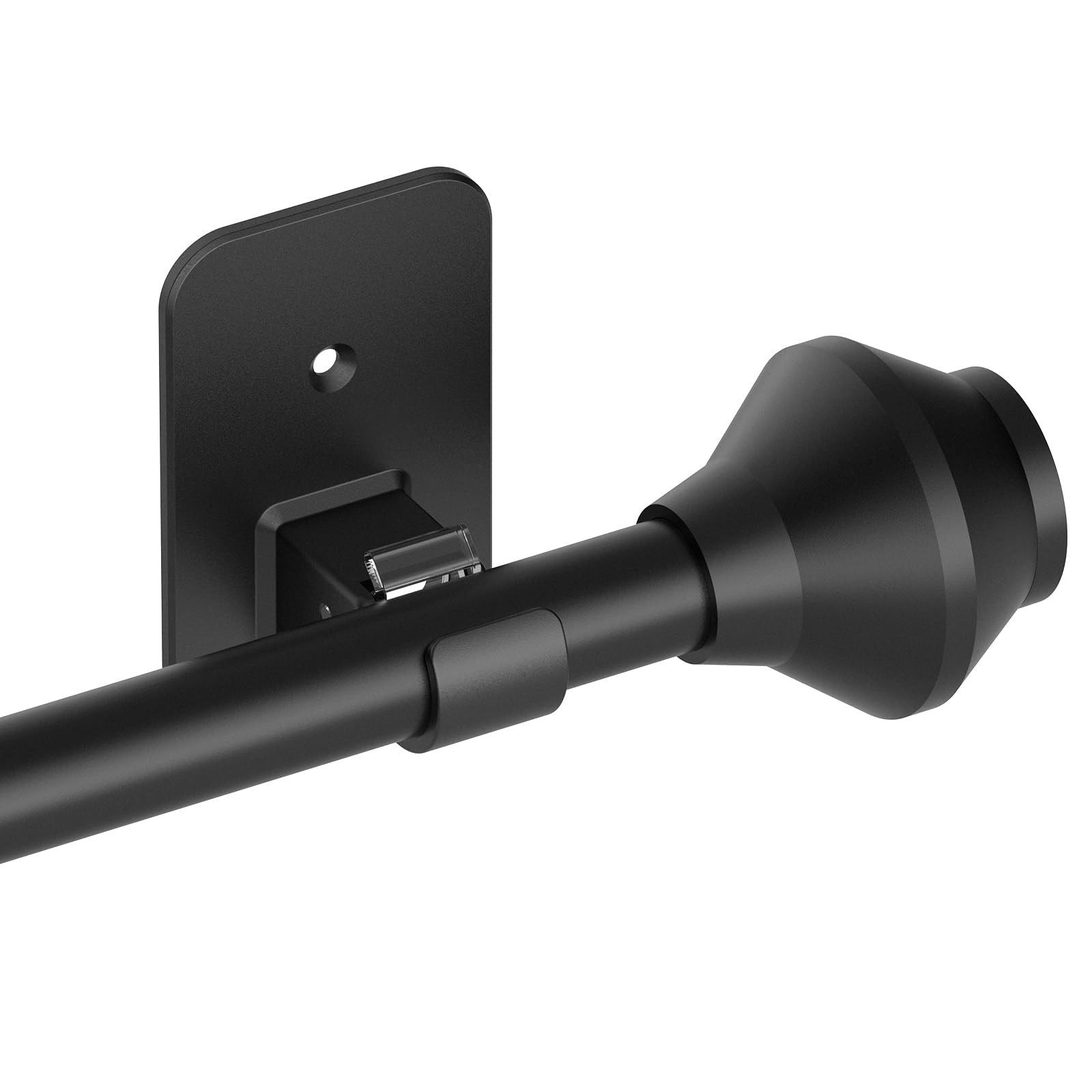 Photo 1 of Curtain Rods No Drilling for Windows 32 to 60 Inch, 5/8 Inch Telescoping Adjustable Black Curtain Rod with Adhesive Holders, Renter Friendly for Bedroom Kitchen Apartment(32"-60")