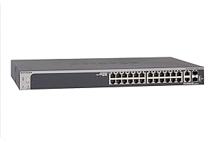 NETGEAR 28-Port Gigabit/10G Stackable Smart Managed Pro Switch (GS728TX) - with 2 x 10G Copper and 2 x 10G SFP+, Desktop/Rack