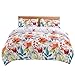 YMY Lightweight Microfiber Bedding Duvet Cover Set, Floral Printing Pattern (White, Queen)
