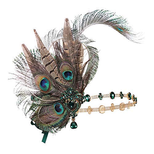 Coucoland 1920s Flapper Headband (Peacock)(Size: One Size)