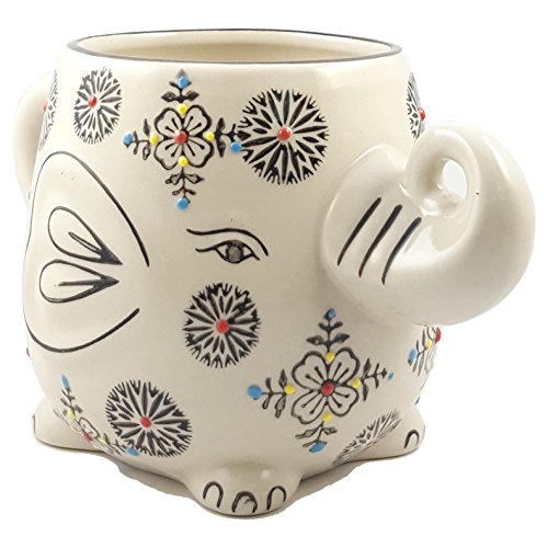 Happy Sales Hand-Painted Elephant Coffee Tea Mug Cups (Henna II)