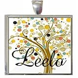 Leelo Grandmother Tree of Life Glass Tile Pendant Necklace with Chain