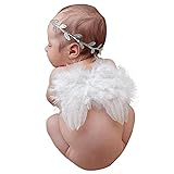 2PCS White Baby Angel Wings with Headband, Newborn
