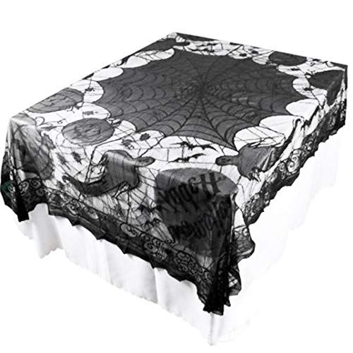 Rectangle Tablecloth Halloween Ghost Spider Web Tablecloth Decoration Cobweb Lace Tablecloth Festive Party Supplies Perfect for Halloween Dinner Parties and Scary Movie Nights 61 X 85 Inch
