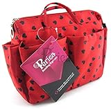 Periea Handbag Organiser Small Red With Black Hearts - Sash